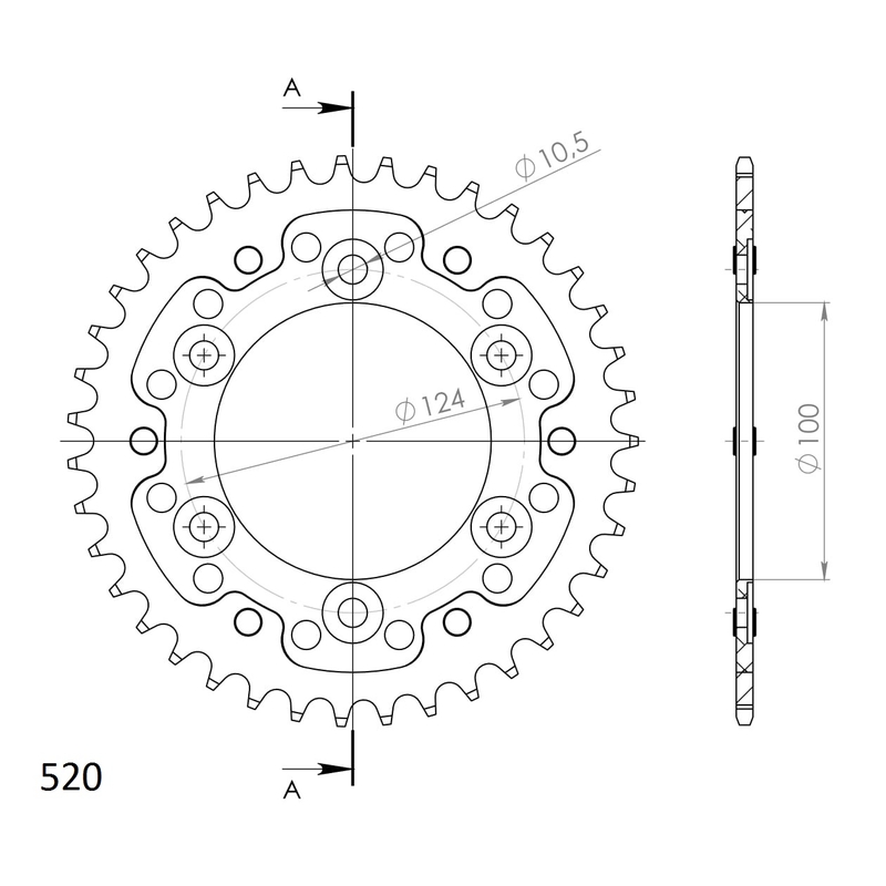 Rear sprocket SUPERSPROX STEALTH arany 40 fogak,520