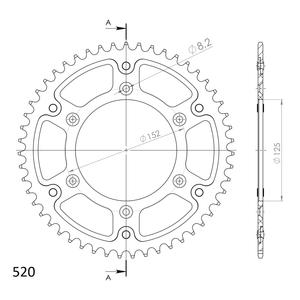 Rear sprocket SUPERSPROX STEALTH RST-8000:51-RED piros 51 fogak,520