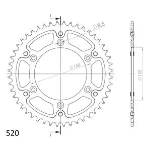 Rear sprocket SUPERSPROX STEALTH RST-990:48-BLK fekete 48 fogak,520
