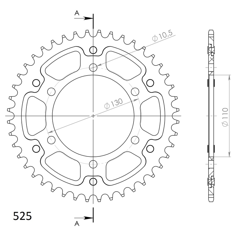Rear sprocket SUPERSPROX STEALTH arany 44 fogak,525