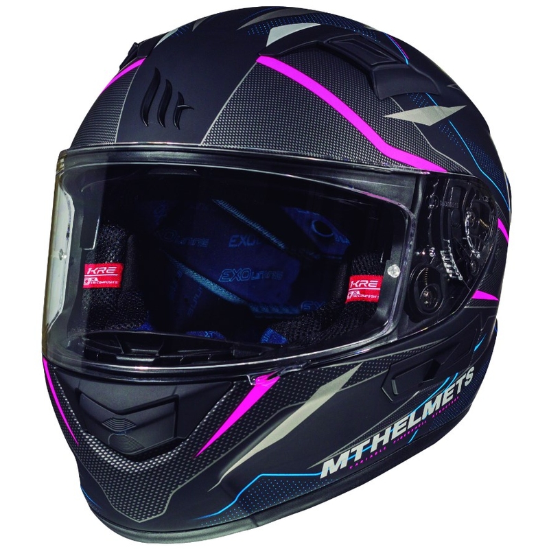 Integrált motorkerékpár sisak MT Kre Intrepid SV fekete matt-fluo rózsaszín