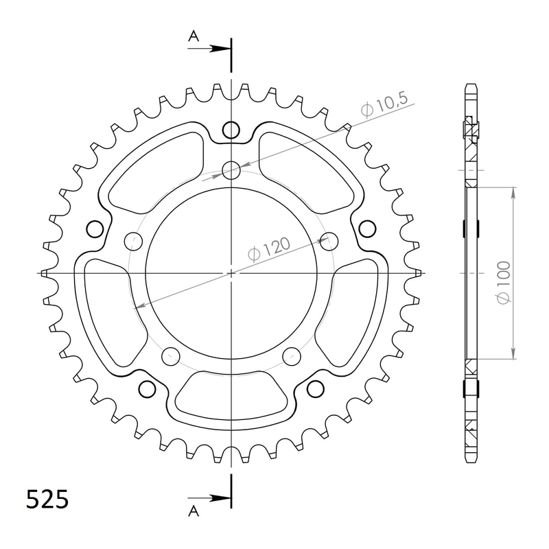 Rear sprocket SUPERSPROX STEALTH arany 42 fogak,525