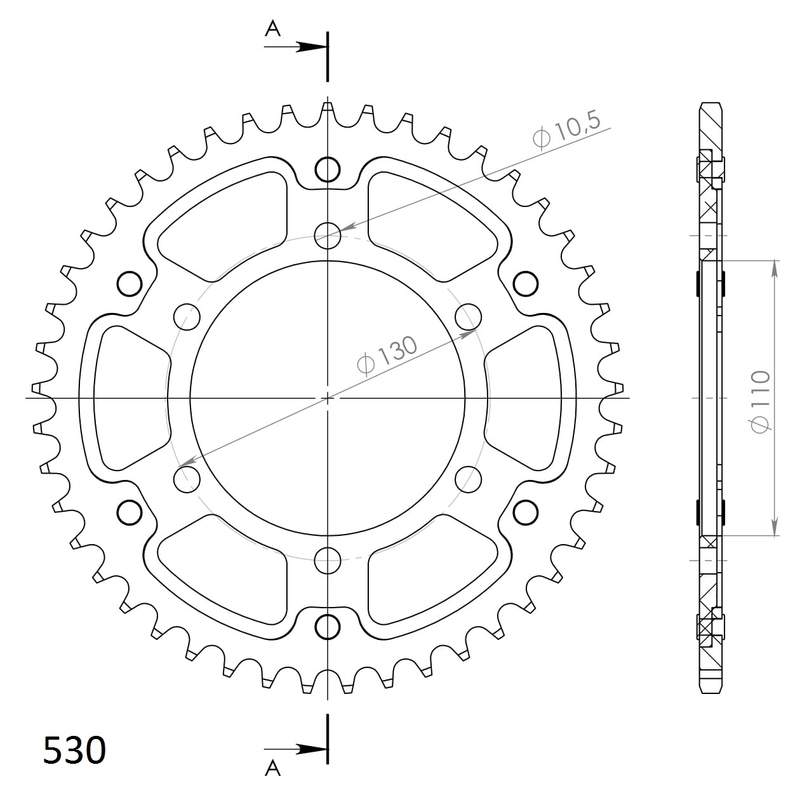 Rear sprocket SUPERSPROX STEALTH arany 45 fogak,530