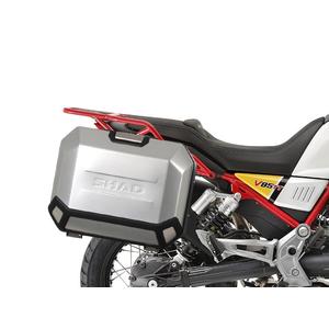 Complete set of 36L / 47L SHAD TERRA aluminum side cases, including mounting kit SHAD MOTO GUZZI V 85 TT