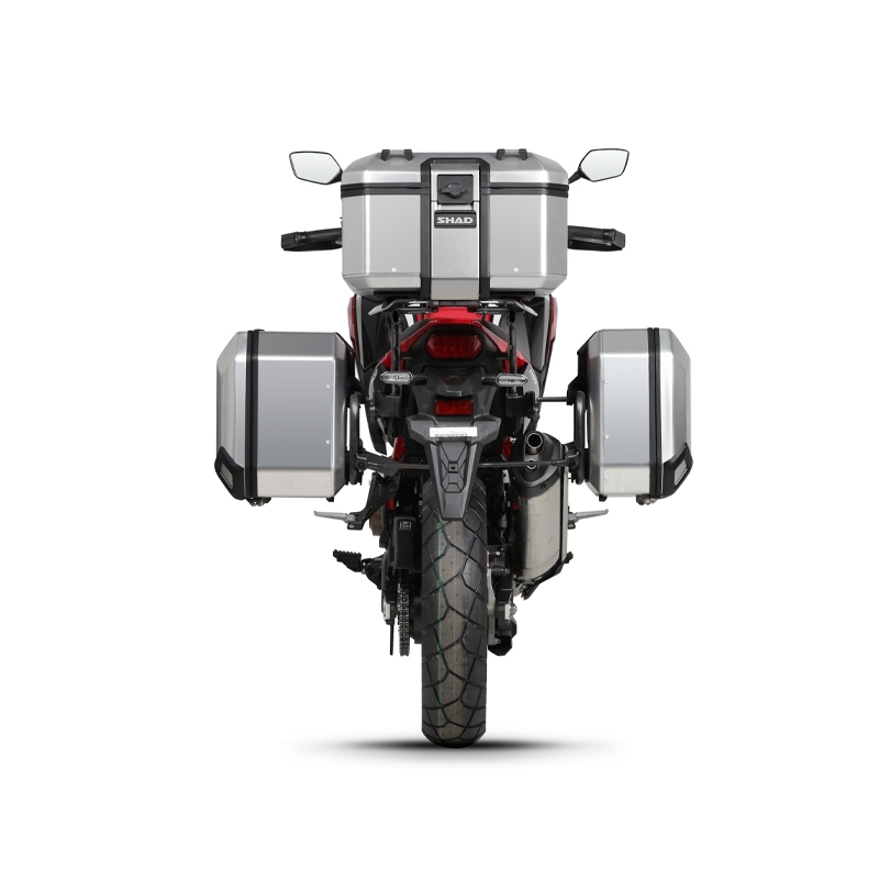 Complete set of aluminum cases SHAD TERRA, 37L topcase + 36L / 47L side cases, including mounting kit and plate SHAD HONDA CRF 1100 Africa Twin