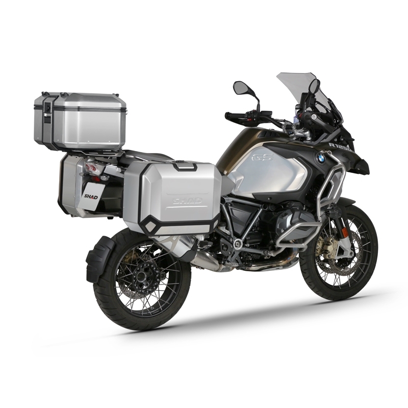 Complete set of aluminum cases SHAD TERRA, 37L topcase + 36L / 47L side cases, including mounting kit and plate SHAD R 1200 GS Adventure/ R 1250 GS Adventure