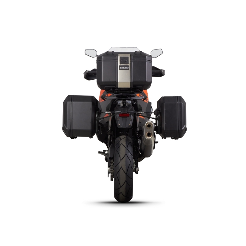 Complete set of aluminum cases SHAD TERRA, 37L topcase + 36L / 47L side cases, including mounting kit and plate SHAD KTM Super Adventure 1290 (R, S)