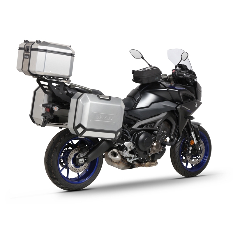 Complete set of aluminum cases SHAD TERRA, 37L topcase + 47L / 47L side cases, including mounting kit and plate SHAD YAMAHA MT-09 Tracer / Tracer 900