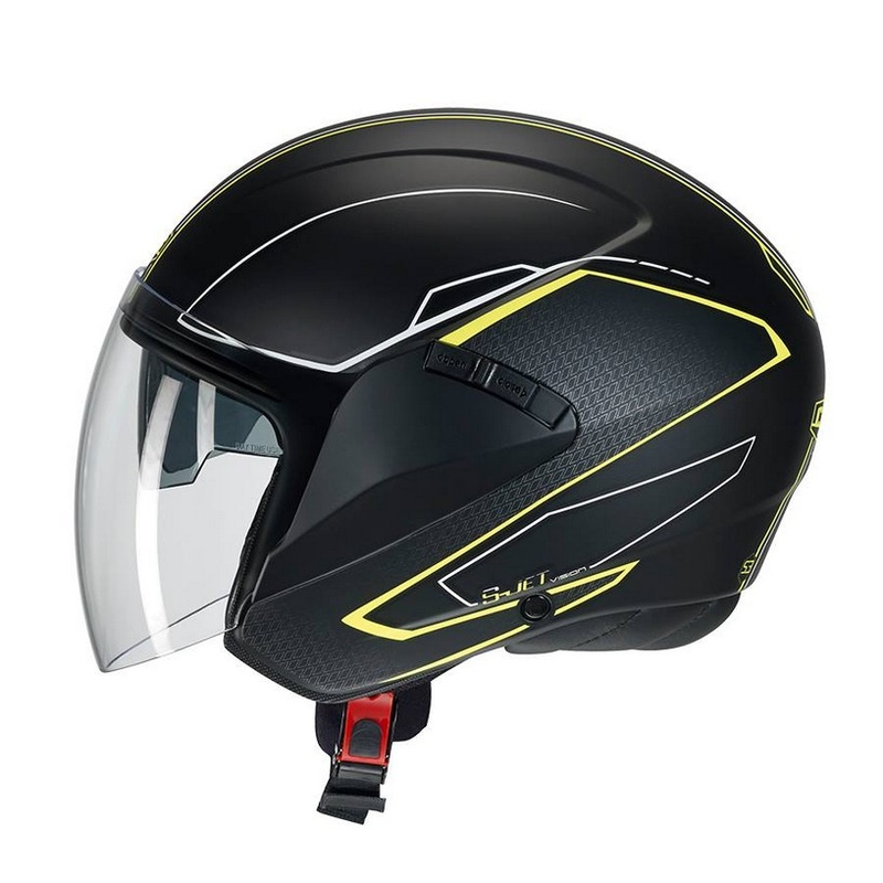 Nyitott motorkerékpár sisak CMS S-JET Vision fekete-fluo sárga