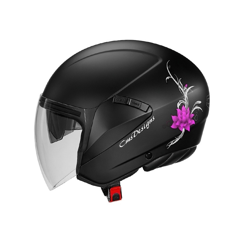 Nyitott motorkerékpár sisak CMS S-JET Rose fekete-rózsaszín