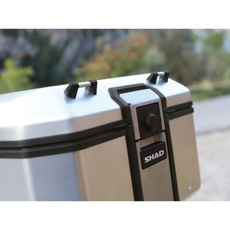 Complete set of aluminum cases SHAD TERRA, 48L topcase + 47L / 47L side cases, including mounting kit and plate SHAD Aprilia Tuareg 660