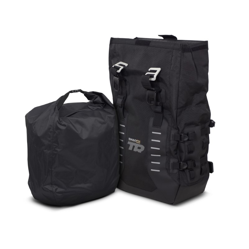 Complete set of SHAD TERRA TR40 adventure saddlebags and SHAD TERRA BLACK aluminium 48L topcase, including mounting kit SHAD BMW R 1200 GS Adventure/ R 1250 GS Adventure
