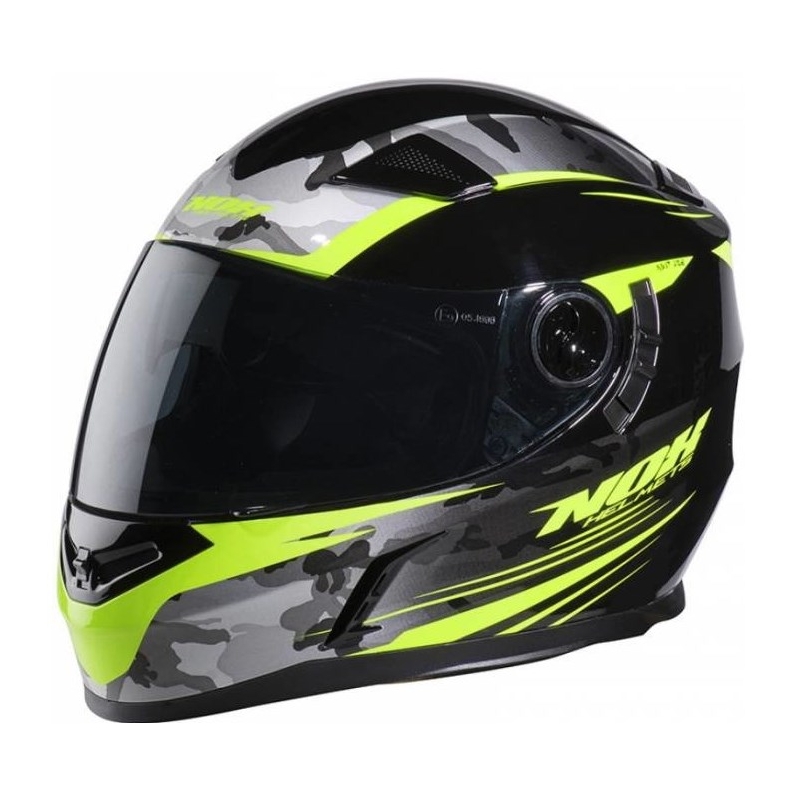 Integrált motorkerékpár sisak NOX N917 Oldalsó fekete-fluo sárga-camo