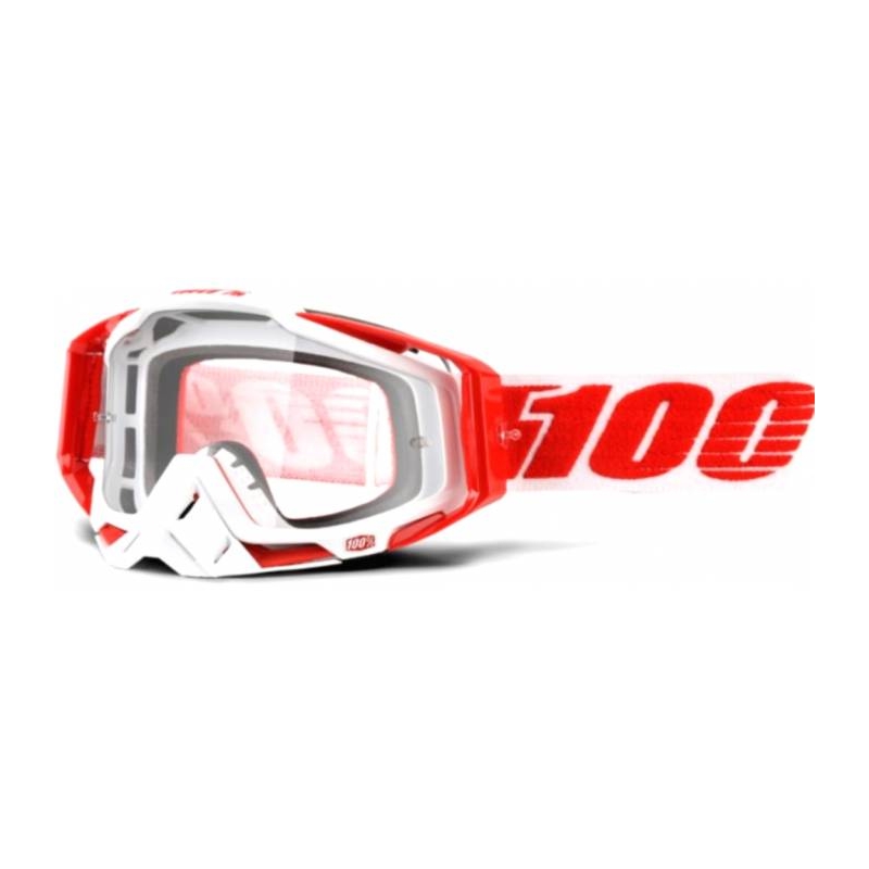 Szemüveg 100% Racecraft Bilal piros-fehér (átlátszó szemellenző)