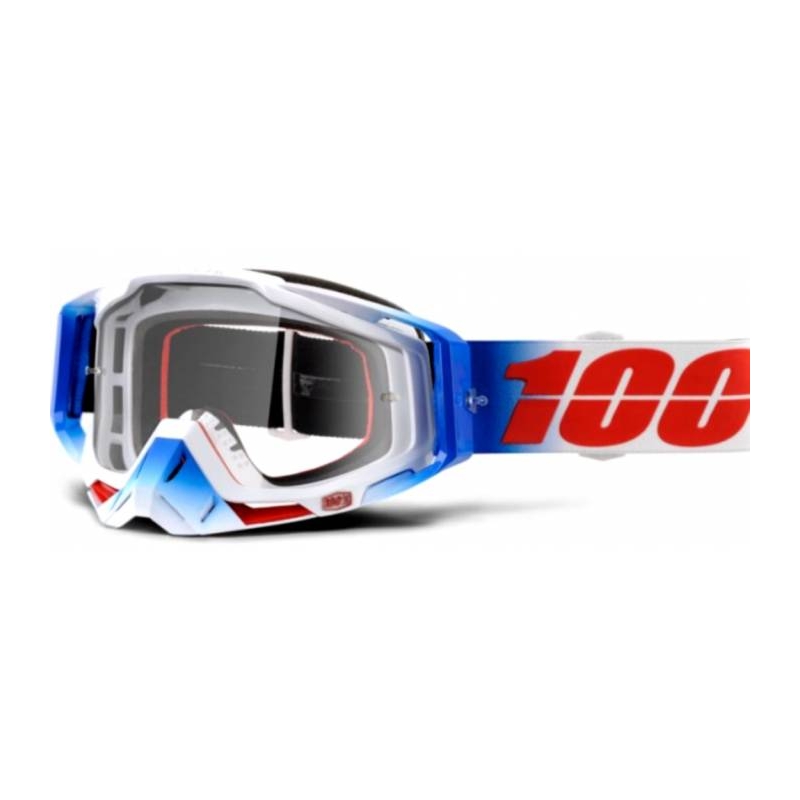 Szemüveg 100% Racecraft Negyedik kék-fehér-piros (átlátszó szemellenző)