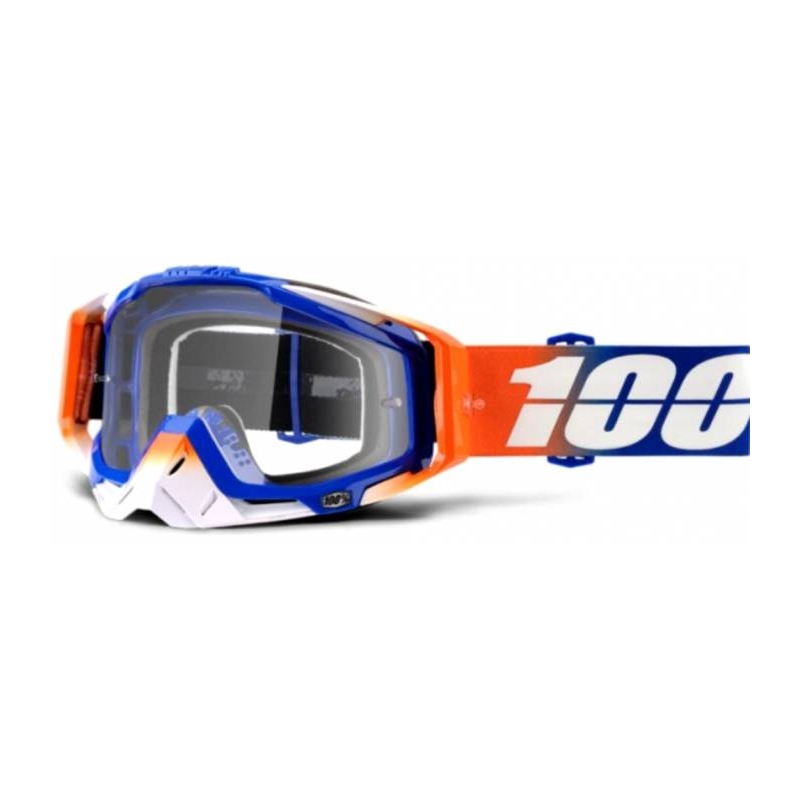 Szemüveg 100% Racecraft Roxburry kék-fehér-narancs (tiszta plexiüveg)