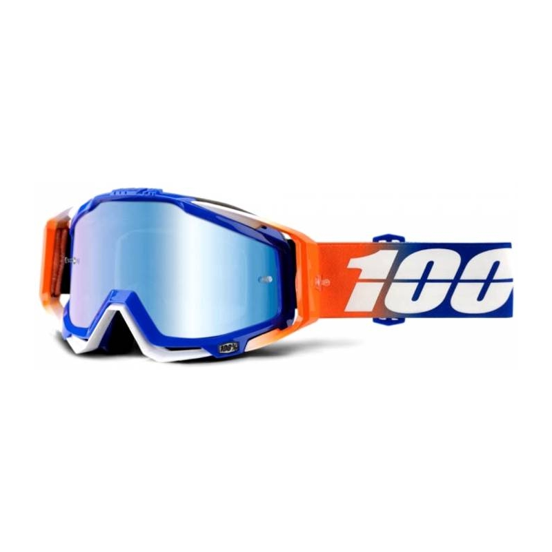 Szemüveg 100% Racecraft Roxburry kék-fehér-narancs (kék króm plexi + tiszta plexi)