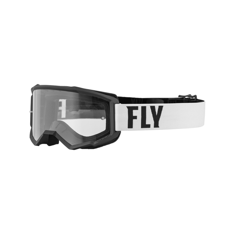 FLY Racing Focus motokrossz szemüveg fehér-fekete (átlátszó plexi)