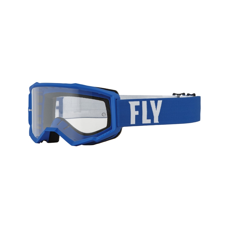 FLY Racing Focus motokrossz szemüveg fehér-kék (átlátszó plexi)