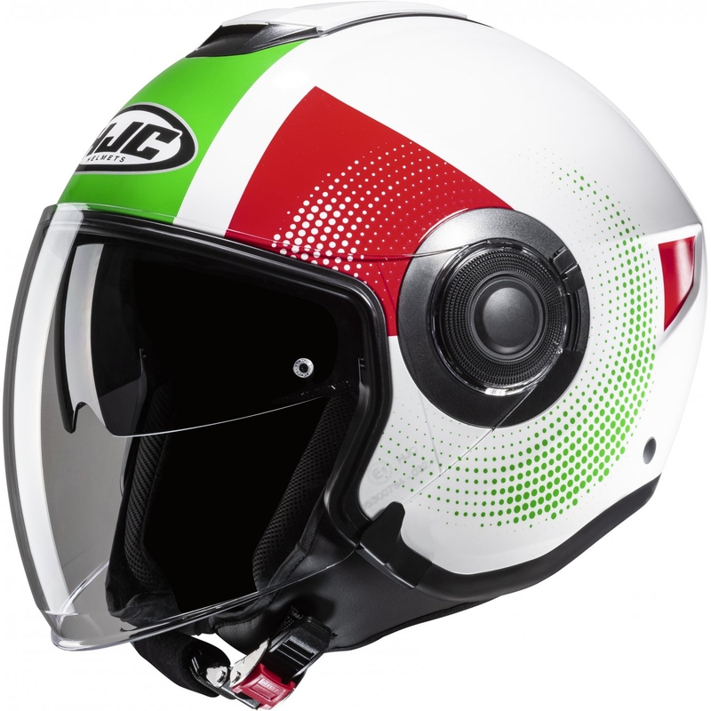 HJC i40N Pyle MC41 nyitott motoros bukósisak piros-zöld-fehér
