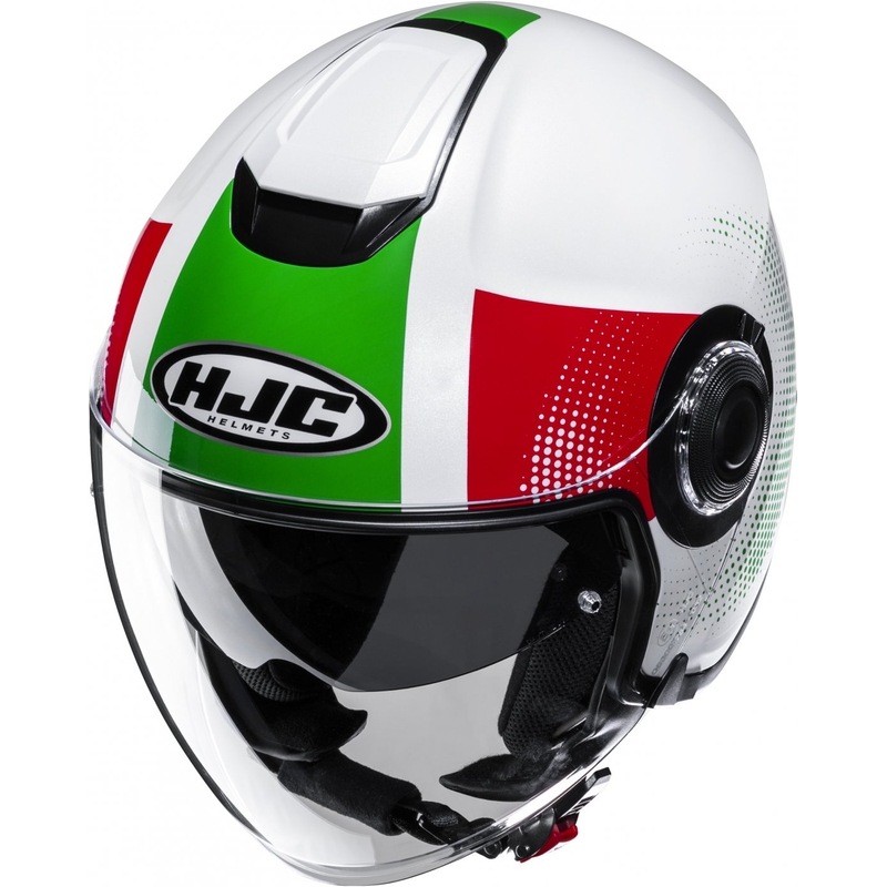 HJC i40N Pyle MC41 nyitott motoros bukósisak piros-zöld-fehér