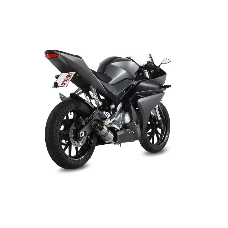 Teljes kipufogó rendszer 1x1 STORM GP Stainless Steel with carbon cap részére YAMAHA YZF-R 125 2014-2018, YAMAHA MT 125 2015-2019