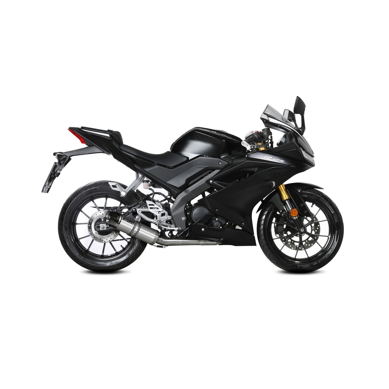 Teljes kipufogó rendszer 1x1 STORM GP Stainless Steel with carbon cap részére YAMAHA YZF-R 125 2019-2024, YAMAHA MT 125 2015-2024