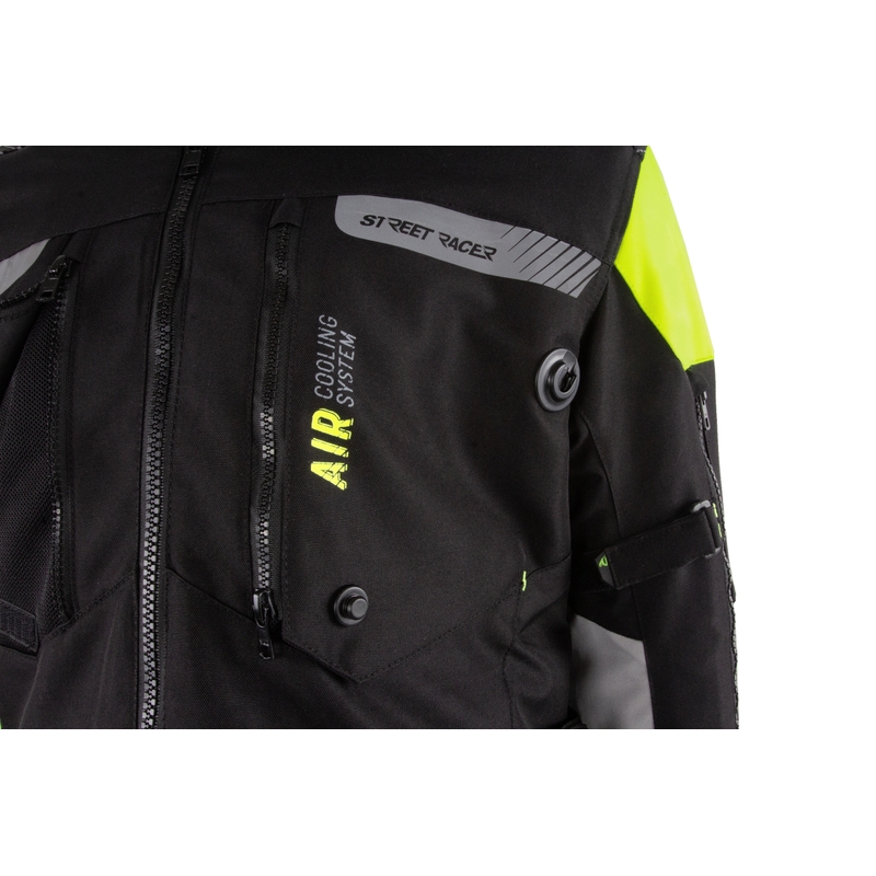 Street Racer All Season motoros kabát fekete-fluo sárga