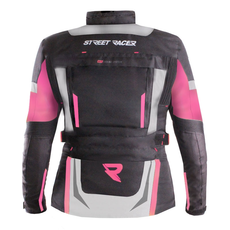 Street Racer Hilax női motoros kabát fekete-szürke-rózsaszín
