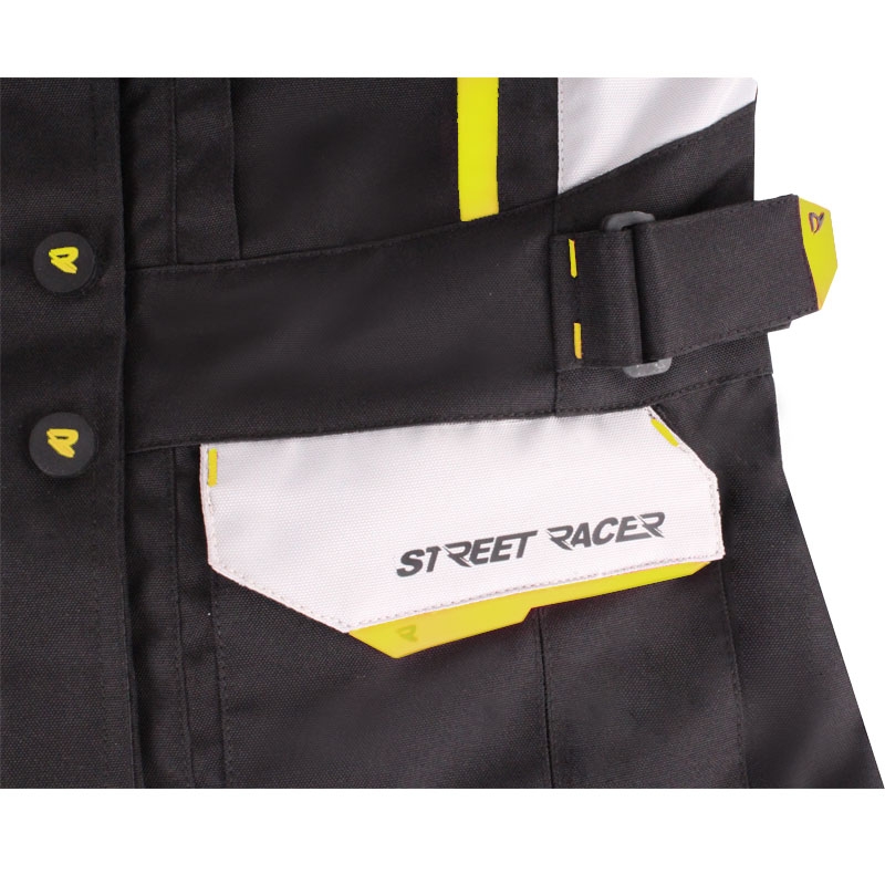 Dámská bunda na motorku Street Racer Hilax černo-šedo-fluo žlutá