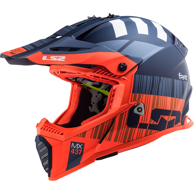 LS2 MX437 FAST EVO MINI XCODE gyerek motocross sisak fluo narancssárga-kék