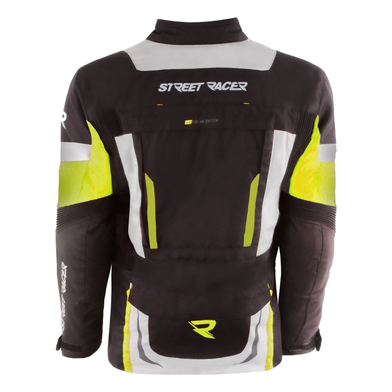 Street Racer Hilax motoros kabát fekete-szürke-fluo sárga
