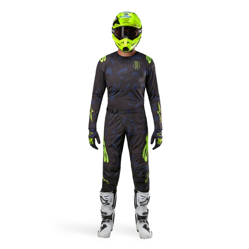 Alpinestars Techstar Rantera motocross nadrág fekete-kék-fluo sárga