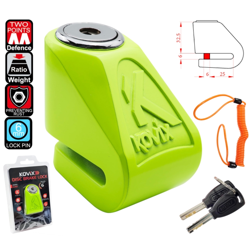 KOVIX KN1 féktárcsa-zár, fluo-sárga