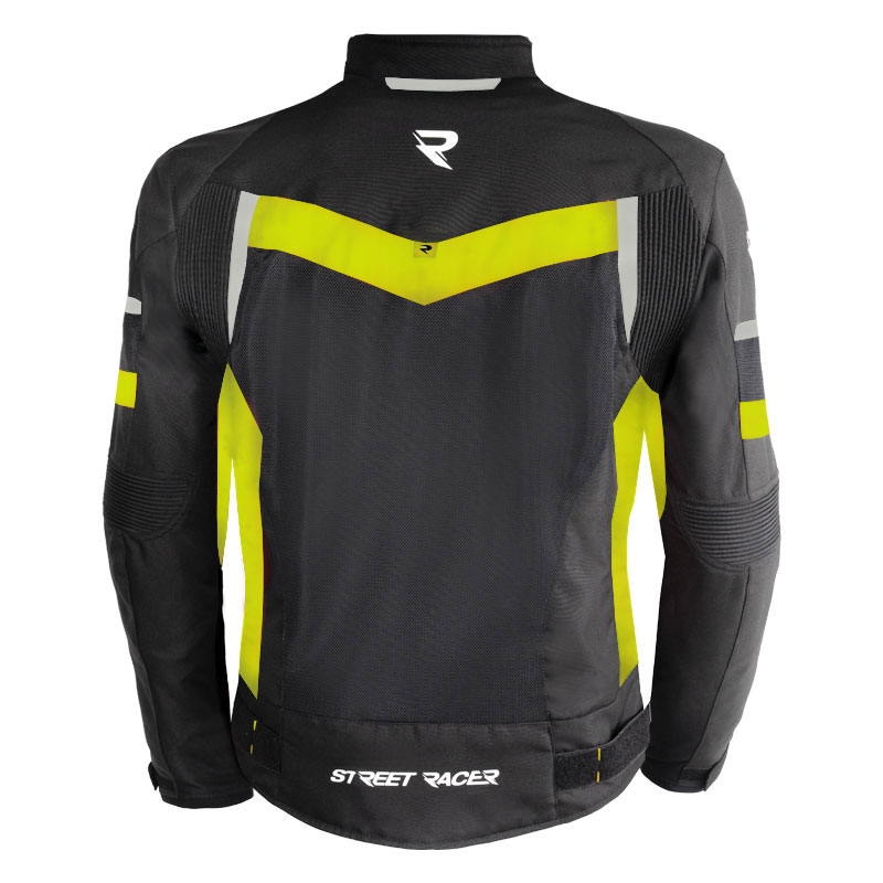 Street Racer Evans Air motoros kabát fekete-fluo sárga