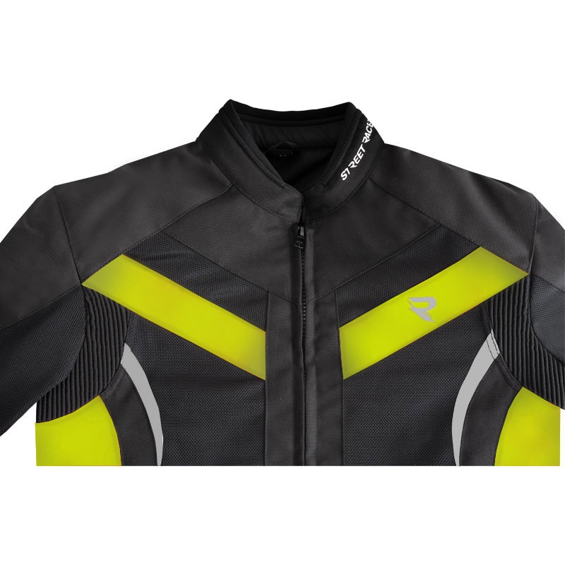 Street Racer Evans Air motoros kabát fekete-fluo sárga