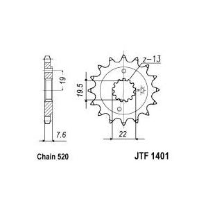 Első lánckerék JT JTF 1401-14 14 fogak,520