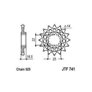 Első lánckerék JT JTF 741-14 14 fogak,525