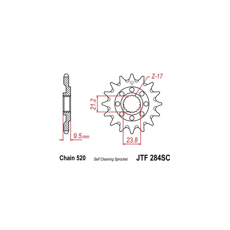 Első lánckerék JT 14 fogak,520 Self Cleaning Lightweight