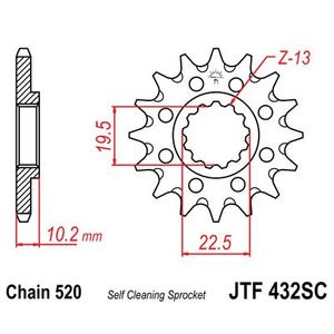 Első lánckerék JT JTF 432-13SC 13 fogak,520 Self Cleaning Lightweight