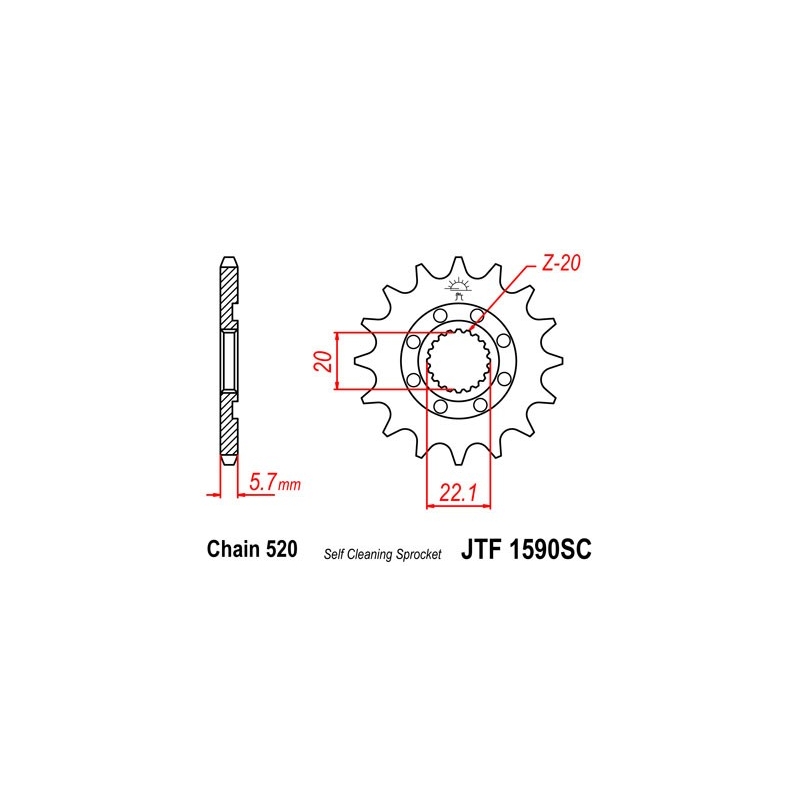Első lánckerék JT 13 fogak,520 Self Cleaning Lightweight