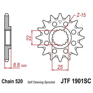 Első lánckerék JT JTF 1901-13SC 13 fogak,520 Self Cleaning Lightweight