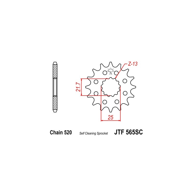 Első lánckerék JT 13 fogak,520 Self Cleaning Lightweight