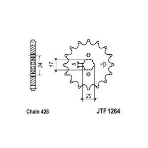 Első lánckerék JT JTF 1264-17 17 fogak,428