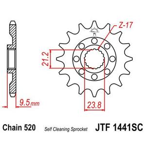 Első lánckerék JT JTF 1441-13SC 13 fogak,520 Self Cleaning Lightweight