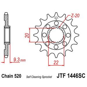 Első lánckerék JT JTF 1446-14SC 14 fogak,520 Self Cleaning Lightweight