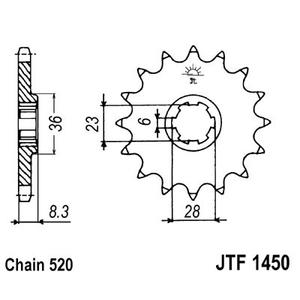 Első lánckerék JT JTF 1450-13 13 fogak,520