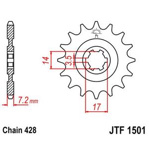 Első lánckerék JT JTF 1501-13 13 fogak,428