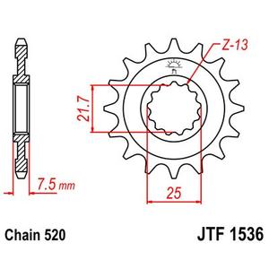 Első lánckerék JT JTF 1536-14 14 fogak,520