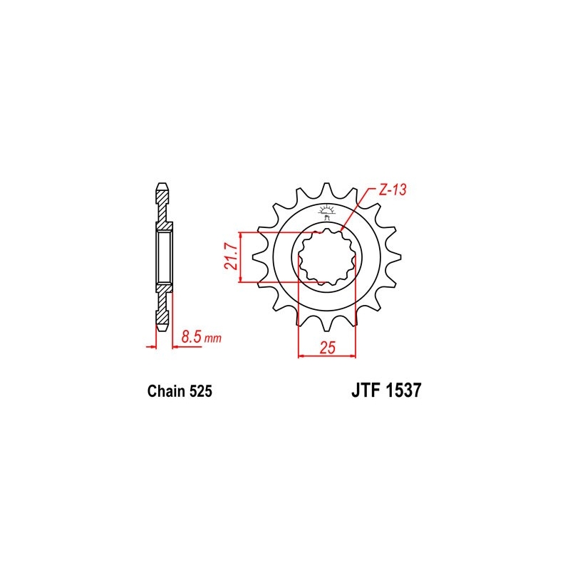 Első lánckerék JT 15 fogak,525 rubber cushioned